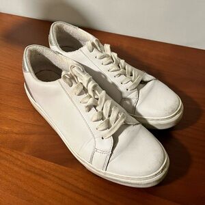 Steve Madden Ravia Lace-up Sneakers, White/Silver in size 10